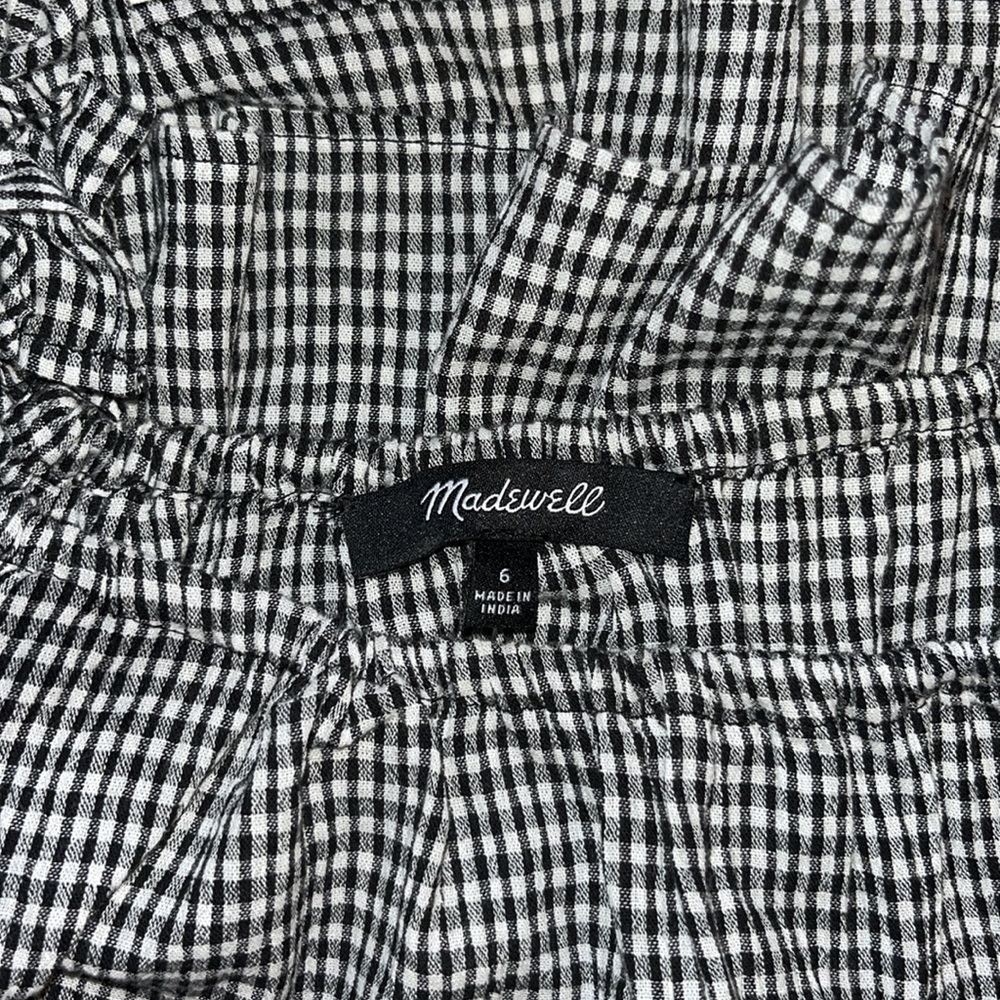 Madewell | Ruffle-Strap Cami Top in Gingham | Size 6